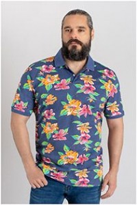 Kurzarm-Poloshirt von Kitaro mit Allover-Print.